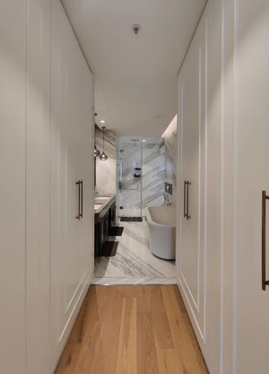 Bathroom in 3 BHK Apartment at Bhartiya Leela Residences, Thanisandra Main Road – for Rent