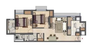 Floor Plan in 2 BHK Apartment at Lodha Amara, Kolshet Road – for Sale