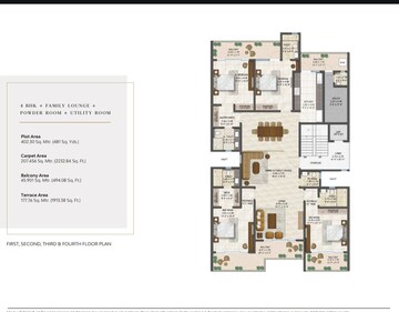 Floor Plan in 4 BHK Apartment at Adani Samsara Vilasa, Sector 63 – for Sale