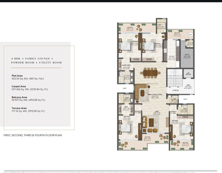 Floor Plan, adani-samsara-vilasa 4 Bedroom 481 Sq.Ft. Apartment In Sector 63 Gurgaon 9856544