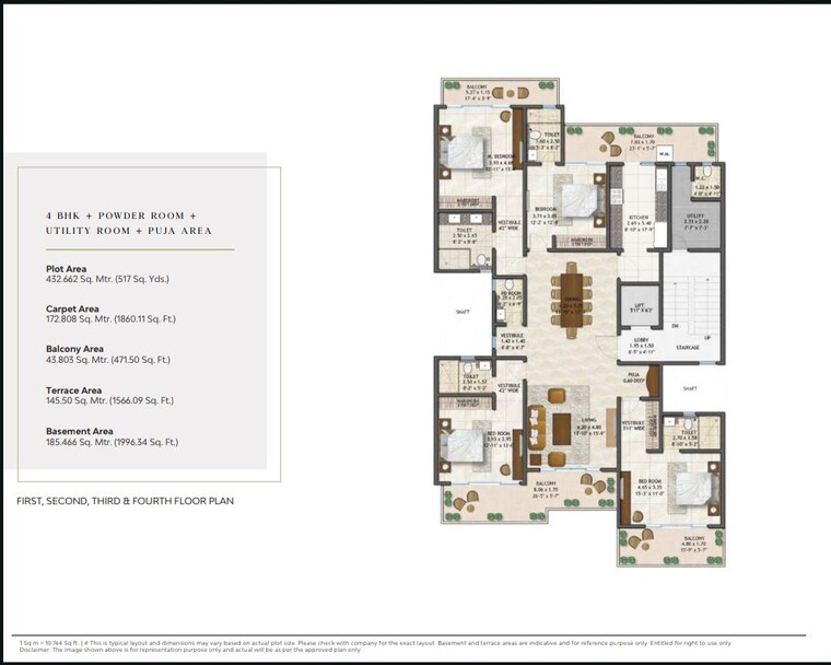 Floor Plan, adani-samsara-vilasa 5 Bedroom 517 Sq.Ft. Apartment In Sector 63 Gurgaon 9856561