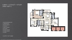 Floor Plan in 3 BHK Apartment at SS Cendana, Sector 83 – for Sale