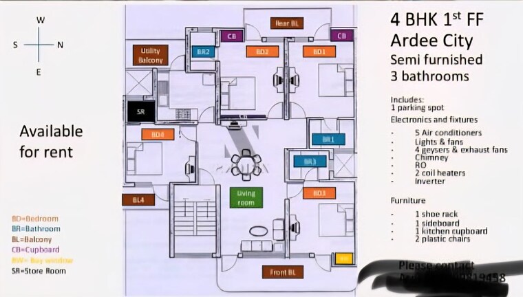 Floor Plan, ardee-city 4 Bedroom 2200 Sq.Ft. Builder Floor In Sector 52 Gurgaon 9857888