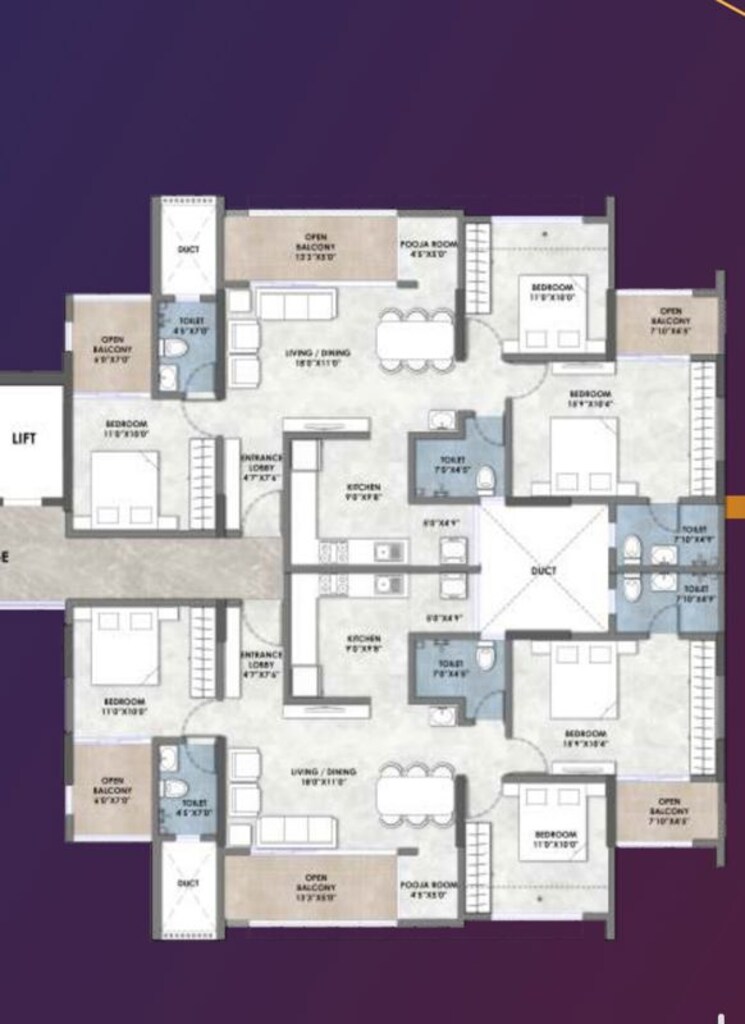 Floor Plan, ar-atlas 3 Bedroom 1058 Sq.Ft. Apartment In Wakad Pune 9863736