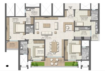 Floor Plan in 3 BHK Apartment at Sobha Aranya, Sector 80 – for Sale