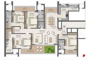Floor Plan in 4 BHK Apartment at Sobha Aranya, Sector 80 – for Sale