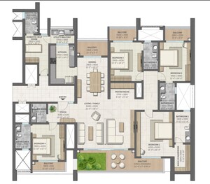 Floor Plan in 4 BHK Apartment at Sobha Aranya, Sector 80 – for Sale