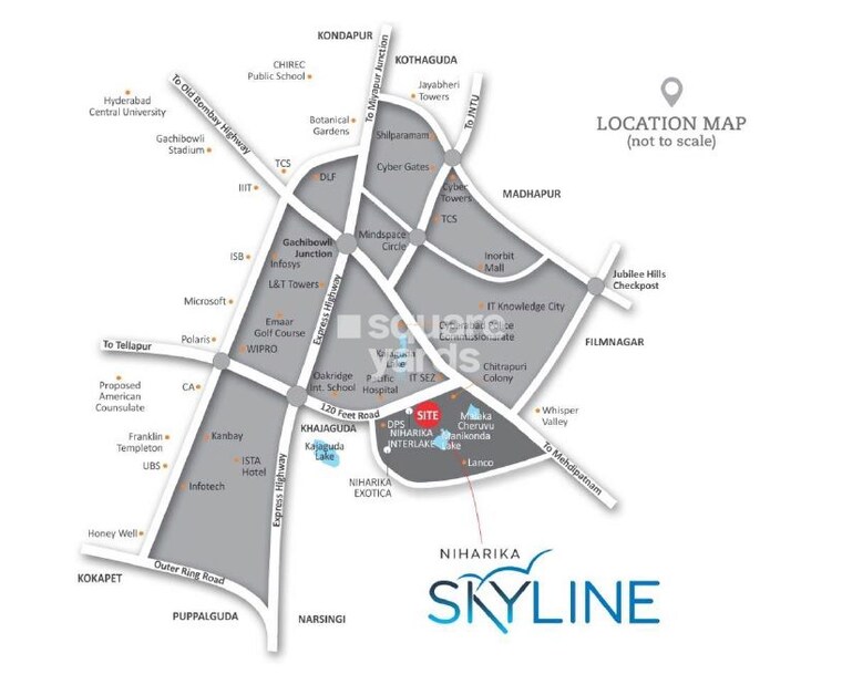 Map Location, manikonda 3 Bedroom 2580 Sq.Ft. Apartment In Manikonda Hyderabad 9863805