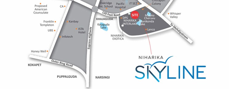 Map Location, niharika-skyline 3 Bedroom 2580 Sq.Ft. Apartment In Manikonda Hyderabad 9863823