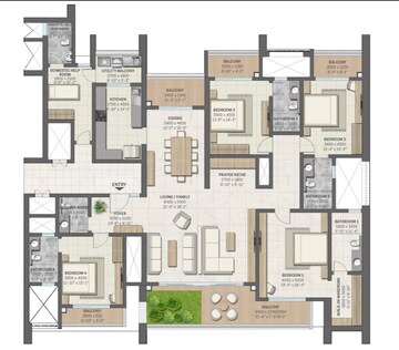 Floor Plan in 4 BHK Apartment at Sobha Aranya, Sector 80 – for Sale