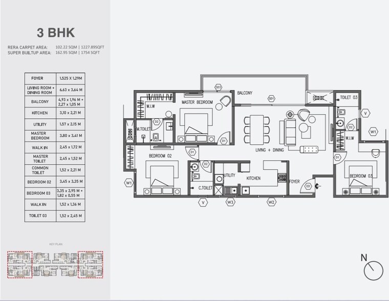 Floor Plan, hennur 2 Bedroom 1241 Sq.Ft. Apartment In Hennur Bangalore 8847759