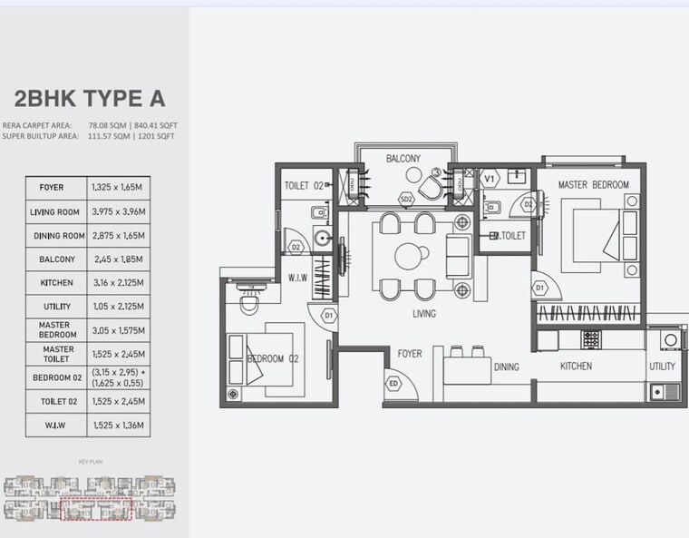 Floor Plan, hennur 2 Bedroom 1241 Sq.Ft. Apartment In Hennur Bangalore 8847759