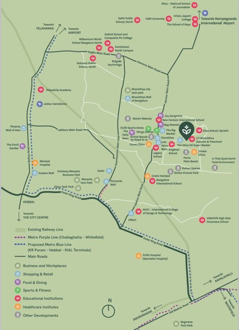 Map Location, hennur 2 Bedroom 1250 Sq.Ft. Apartment In Hennur Bangalore 9854670