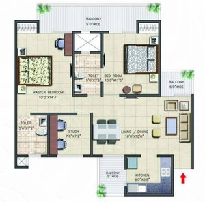 Floor Plan in 2.5 BHK Apartment at Nirala Aspire, Sector 16 Greater Noida – for Sale