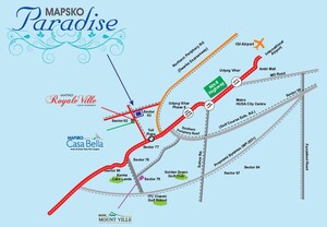 3 BHK Apartment – Map Location View at Mapsko Paradise, Sector 83 - for Sale