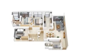 Floor Plan in 2 BHK Apartment at Marathon Montesouth 3, Byculla West – for Sale