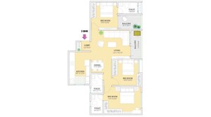 Floor Plan in 3 BHK Apartment at Triaa Kosmic Kourtyard, Wagholi – for Rent