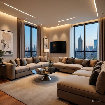 Living Room in 3 BHK Apartment at Pebble La Serena Tower, Kandivali West – for Sale