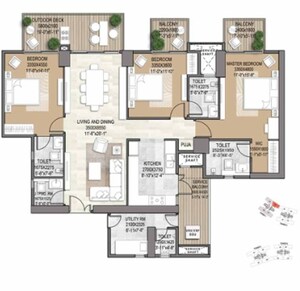 Floor Plan in 3 BHK Apartment at Signature Global De Luxe DXP, Sector 37d – for Sale