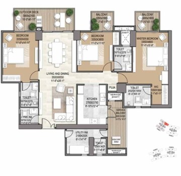Floor Plan in 3 BHK Apartment at Signature Global De Luxe DXP, Sector 37d – for Sale