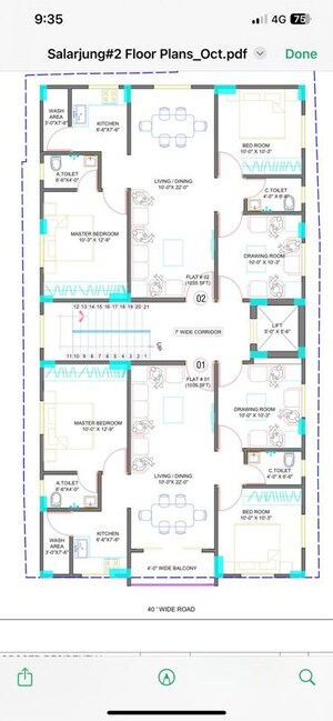 Floor Plan in 2.5 BHK Apartment at Tolichowki – for Sale