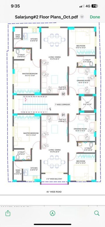 Floor Plan in 2.5 BHK Apartment at Tolichowki – for Sale