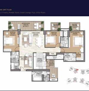 Floor Plan in 3.5 BHK Apartment at Signature Global De Luxe DXP, Sector 37d – for Sale