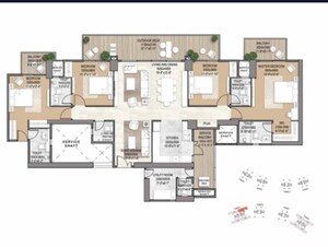 Floor Plan in 4 BHK Apartment at Signature Global De Luxe DXP, Sector 37d – for Sale