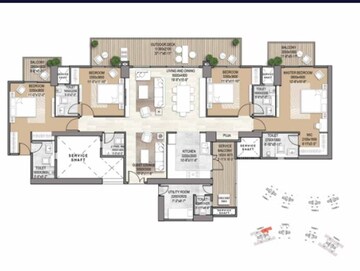Floor Plan in 4 BHK Apartment at Signature Global De Luxe DXP, Sector 37d – for Sale
