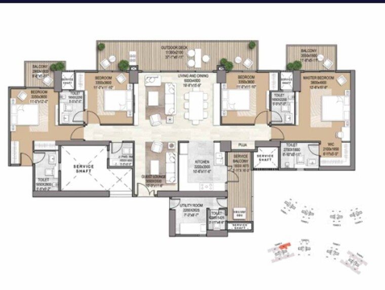 Floor Plan, signature-global-de-luxe-dxp 4 Bedroom 3253 Sq.Ft. Apartment In Sector 37d Gurgaon 9870378