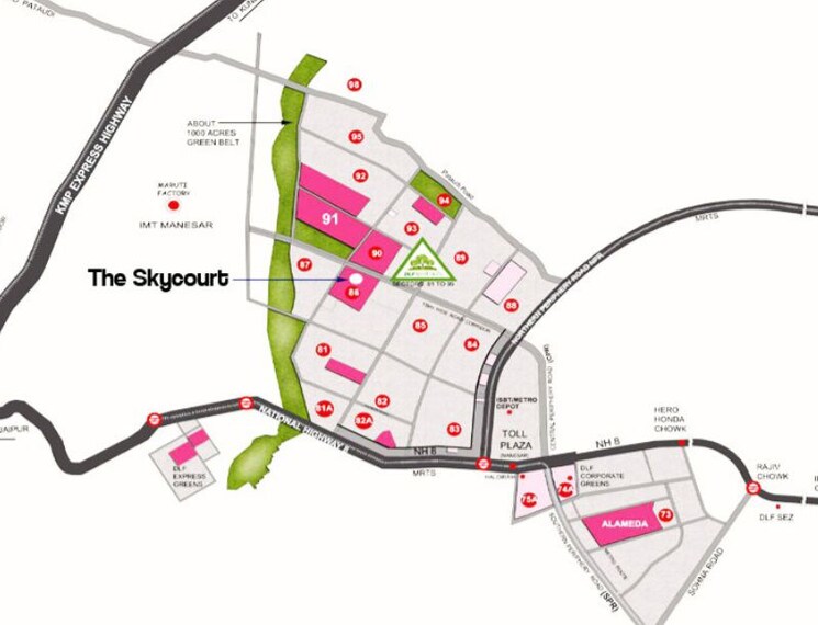 Map Location, dlf-the-skycourt 3 Bedroom 1930 Sq.Ft. Apartment In Sector 86 Gurgaon 9870496