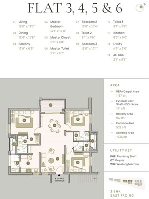 Floor Plan in 3 BHK Apartment at Myscape Palma, Financial District – for Sale