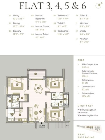 Floor Plan in 3 BHK Apartment at Myscape Palma, Financial District – for Sale