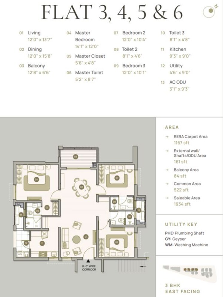 Floor Plan, myscape-palma 3 Bedroom 1934 Sq.Ft. Apartment In Financial District Hyderabad 9870602