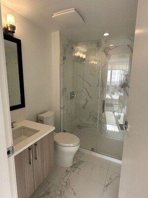 Bathroom in 2 BHK Apartment at Shapoorji Pallonji BKC 9, Bandra East – for Rent