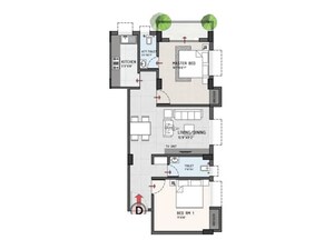 Floor Plan in 2 BHK Apartment at Dunlop – for Sale