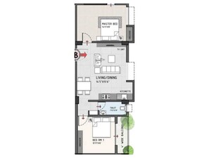 Floor Plan in 2 BHK Apartment at Dunlop – for Sale