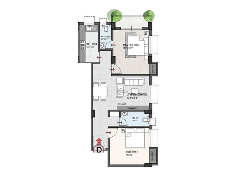 Floor Plan, dunlop 3 Bedroom 1370 Sq.Ft. Apartment In Dunlop Kolkata 9870752