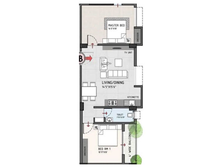 Floor Plan, dunlop 3 Bedroom 1949 Sq.Ft. Apartment In Dunlop Kolkata 9870775