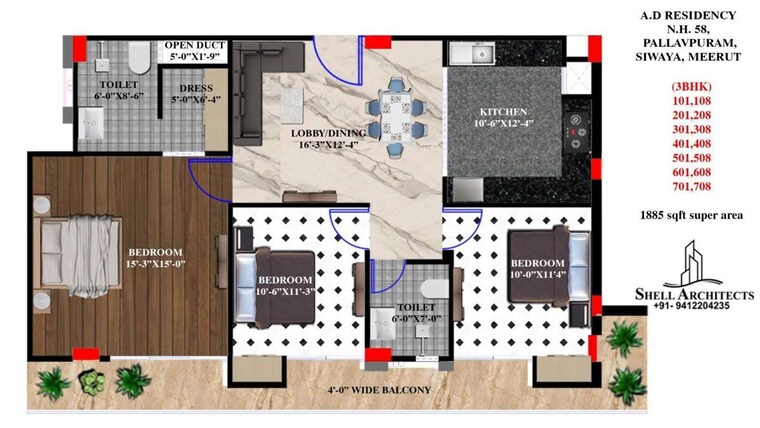 Master Plan, modipuram 2.5 Bedroom 1087 Sq.Ft. Apartment In Modipuram Meerut 9870946