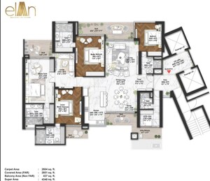 Floor Plan in 4 BHK Apartment at Elan The Statement, Sector 49 – for Sale