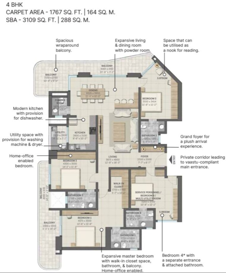 Floor Plan, sobha-altus 3 Bedroom 2958 Sq.Ft. Apartment In Sector 106 Gurgaon 9871691
