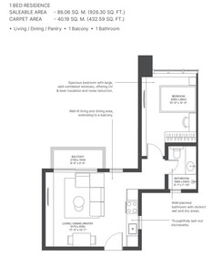 1 BHK + Pooja Room Apartment For Sale in Sobha Strada