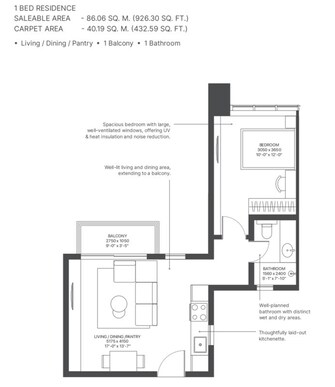 1 BHK + Pooja Room 890 Sq.Ft. Apartment in Sobha Strada