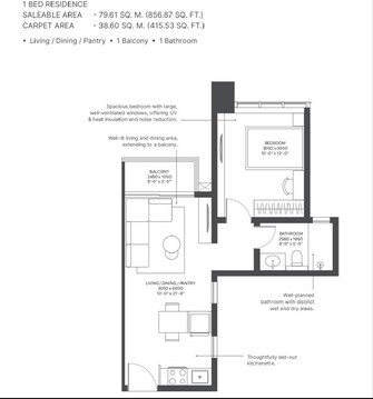 1 BHK + Pooja Room 856 Sq.Ft. Apartment in Sobha Strada