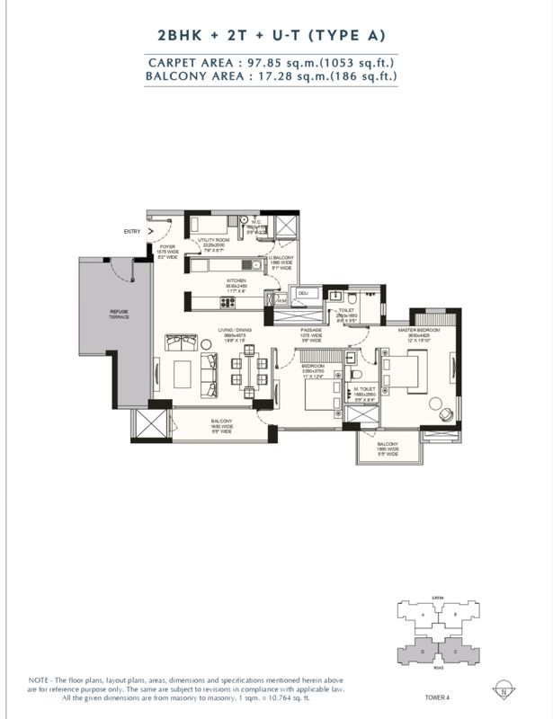 2.5 BHK + Pooja Room 1800 Sq.Ft. Apartment in Emaar Amaris
