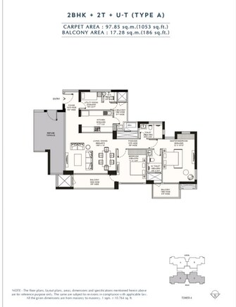 2.5 BHK + Pooja Room 1800 Sq.Ft. Apartment in Emaar Amaris