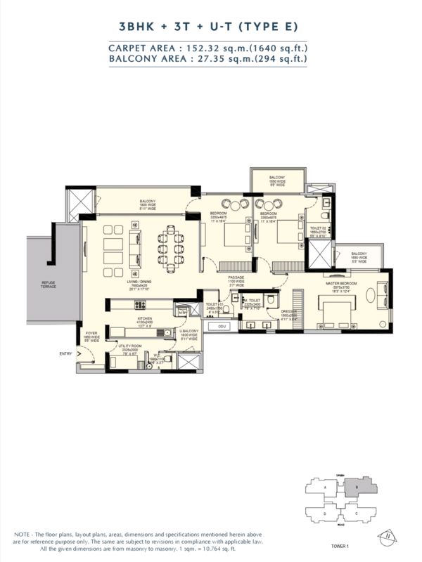 3.5 BHK + Pooja Room,Servant Room Apartment For Sale in Emaar Amaris