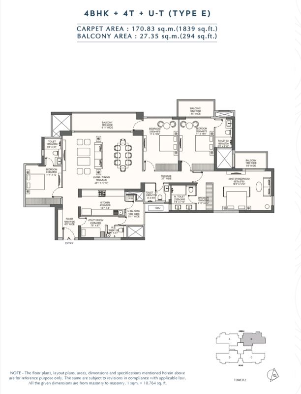 4 BHK + Pooja Room,Servant Room Apartment For Sale in Emaar Amaris