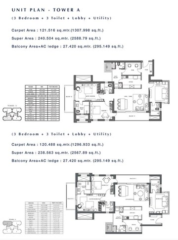 Floor Plan in 3.5 BHK Apartment at Emaar Digi Homes, Sector 62 – for Sale